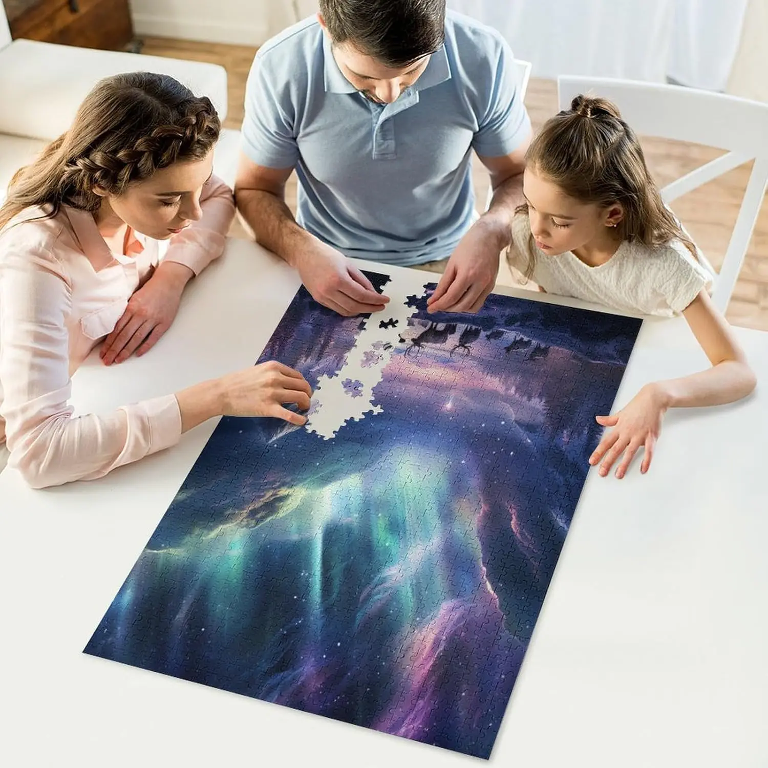 Renne sous l'aurore 1000/500/300 pièces, puzzle, jeux d'activités familiaux stimulants pour fête, salle de jeux, chambre à coucher