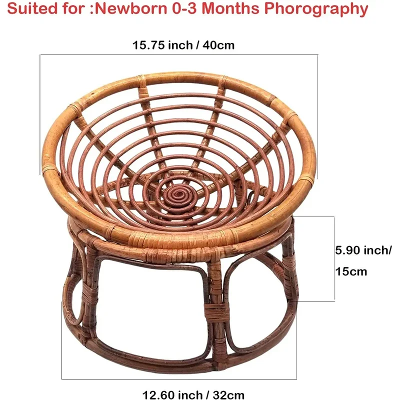 Baby Papasan Chair Newborn Photography Furniture Vintage Bamboo Basket Chair Cribs Props Photo Shoot Posing Sofa Accessories