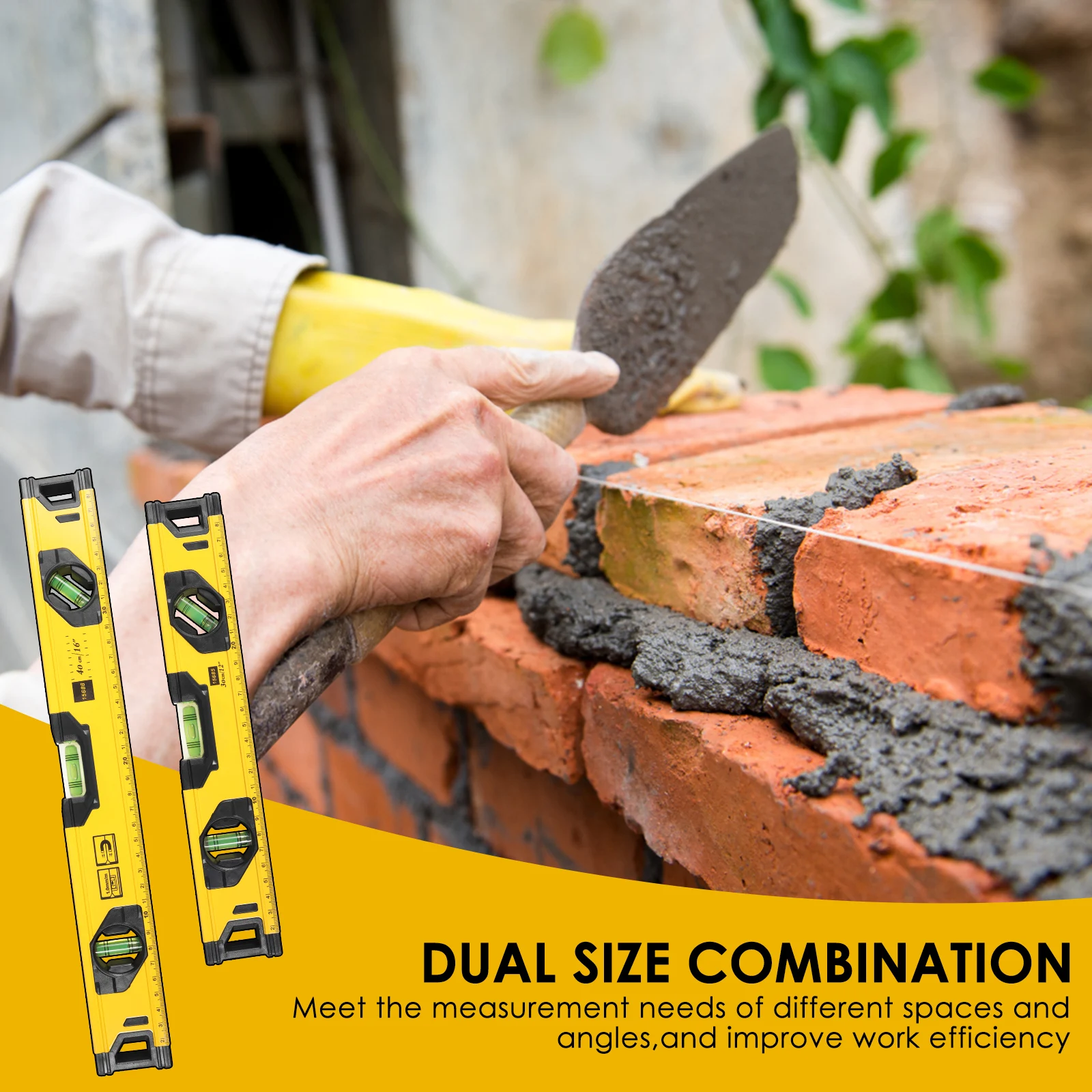 2Pcs Aluminium Alloy Magnetic Spirit Level Anti Slip High Precision Torpedo Measuring Tool With 45° 90° 180° Bubble for Hanging