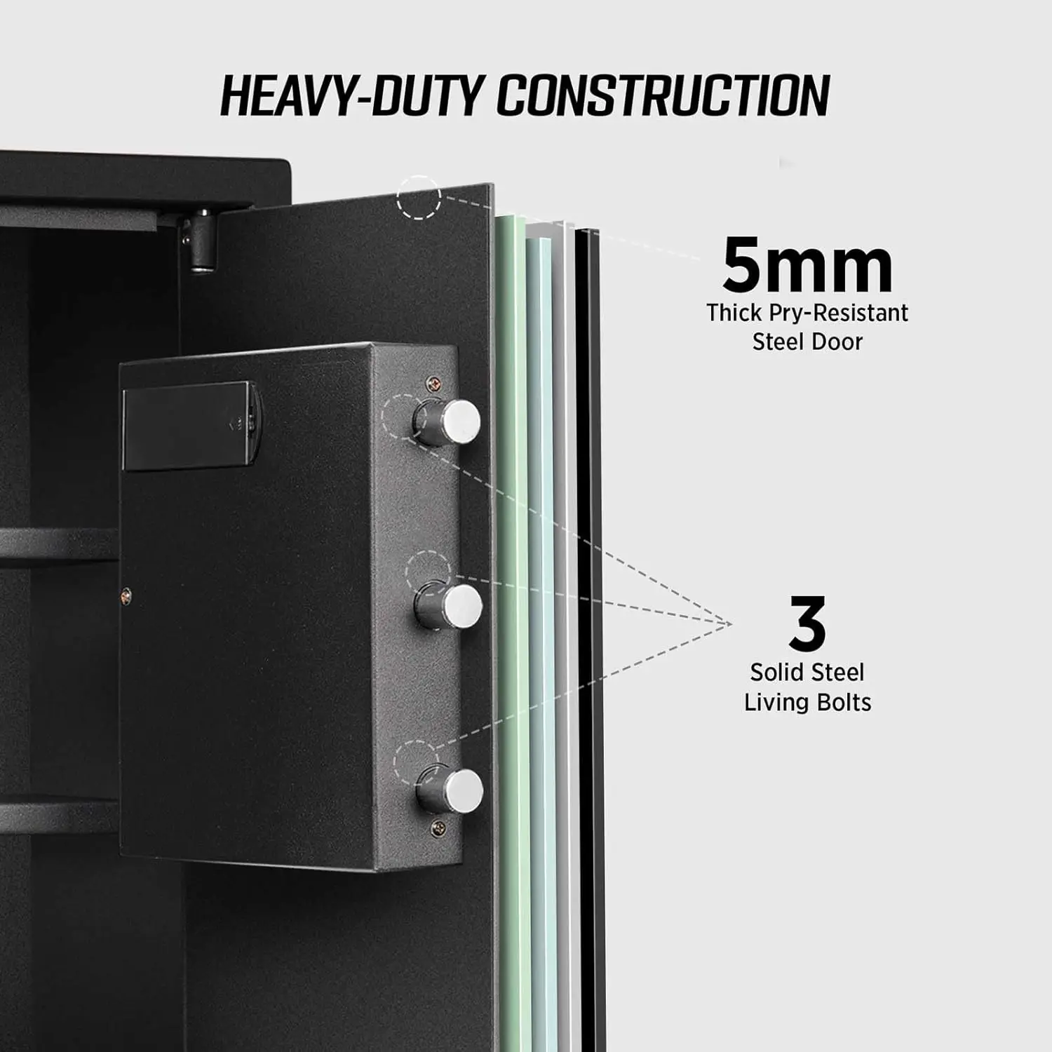 Security Safe Cabinet Personal Box, 1.7 Cuft with Digital Keypad Lock and Keys Safe Box for Cash Money Home Dorm Office Hotel Bu