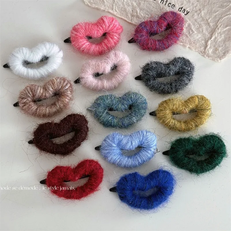 Woolen winding small heart-shaped hairclip autumn and winter sweet girl cute hairclip sideclip bangsclip hairaccessory new style