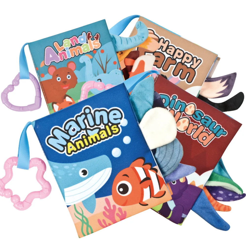 Baby Cloth Book Toy Three-Dimensional Animal Fish Enlightenment Early Education Cognitive Learning Books Toy 0-12 Months Newborn