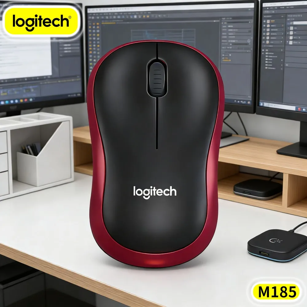 Logitech M185 Ergonomic Home Hybrid Mouse Ambidextrous Grip 10M Range 12-Month Battery 1000 DPI Multi-System Compatible Use Tool