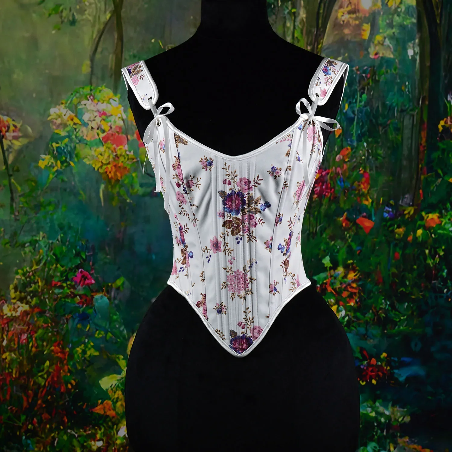 

Women Luxury Summer Vintage Floral Renaissance Corset Shoulder Straps Vest Boned Shaping Waist Shaperwear Bustiers Gorset
