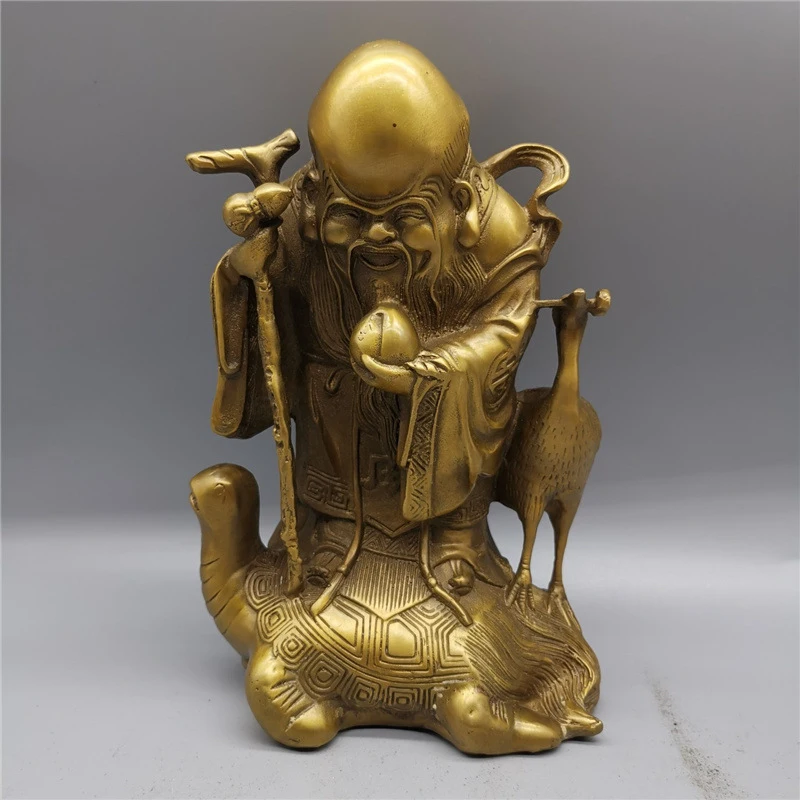 

Antique Brass Old Man of Figurine, Vintage Tortoise of , Fortune, Wealth, and Longevity, a gift for elders to cel