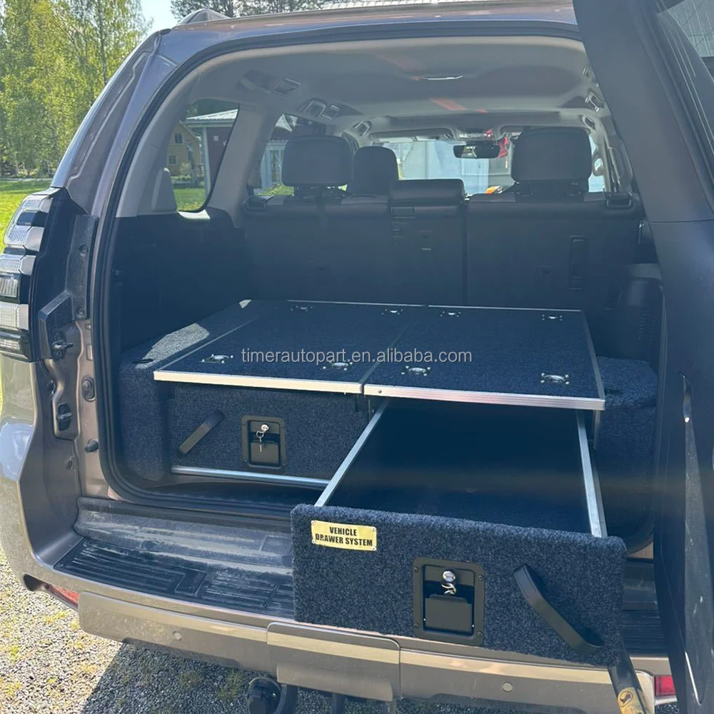 

Rear Pickup Truck Camping Traveling Tool Box Storage Slide Out Drawers 4X4 Drawer System For 4Runner Prado LC76/LC95/LC120/LC150