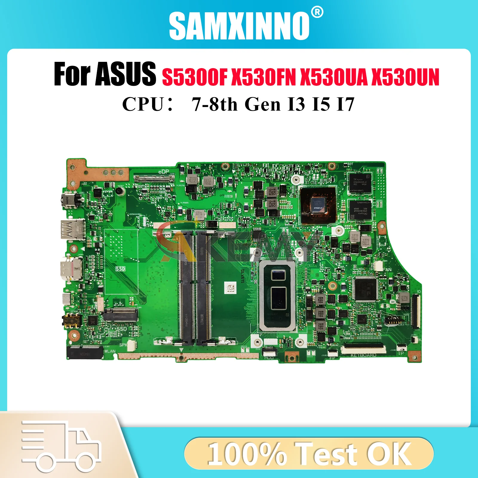 

X530FN Материнская плата для ноутбука ASUS VivoBook X530F S5300F X530UA X530UN X530FN S530F K530F Материнская плата для ноутбука с процессором I3 I5 I7