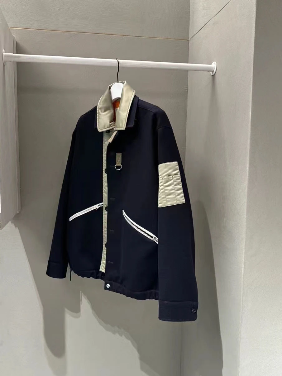 

FOG SACAI Spring 2024 Men's Plaid Jaet Zipper Collar Fake Two-Piece Suiting Outerwear Regular Fit Commute Sle Cotton Poly...