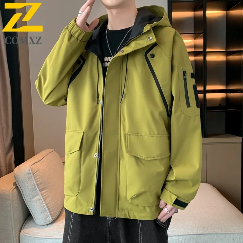 

COMXZ Мужская куртка Осенняя модная приключенческая куртка для бега для путешествий Gorpcore с капюшоном Спецодежда Пальто Охота Альпинизм Высокомодная ветровка
