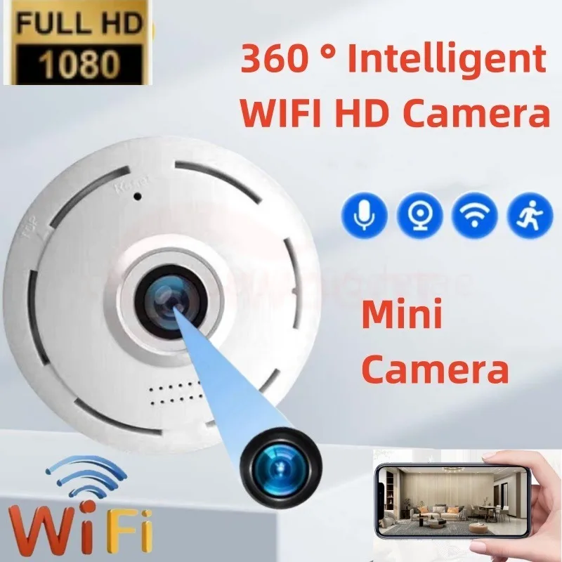 1080p HD Mini-WLAN-Kamera Smart Home Sicherheit Innen 360 ° Panorama Sprach fernbedienung intelligente CCTV-Überwachung Mikro unsichtbare Kamera