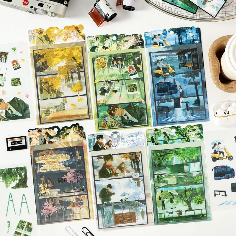 Yuezhen Cultural and Creative Youth Time Difference Decal Scenery Stickers Kids Stickers Planner Stickers DIY Planner Materials