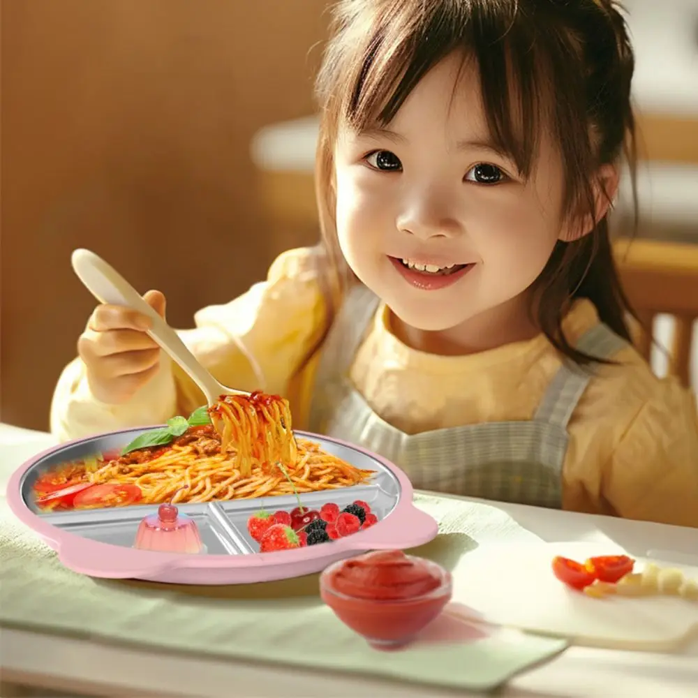 

Обеденная тарелка в форме милого медведя на присоске, 3 сетки, силиконовая нижняя присоска, детская посуда, противоскользящий нескользящий поднос для закусок, фрукты