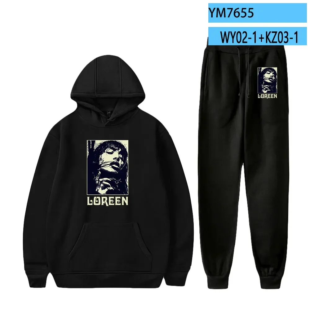 Conjunto de duas peças com capuz para homens, moletom e calça, capuz pullover, terno casual Sportwear, roupas Loreen Merch