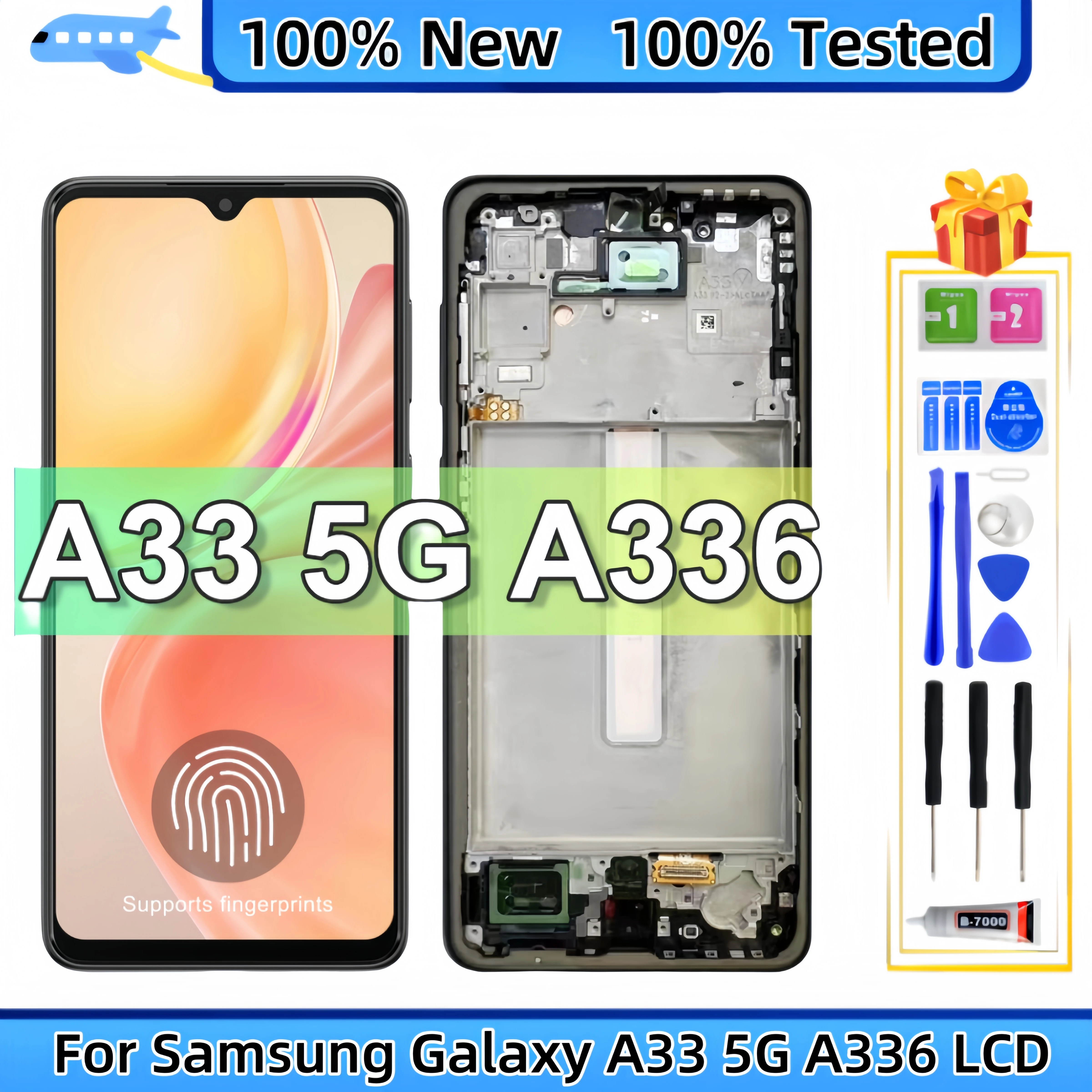 LCD Display Touch Screen Digitizer Assembly Replacement, Samsung Galaxy A33 5G, A336, SM-A336E, SM-A336B