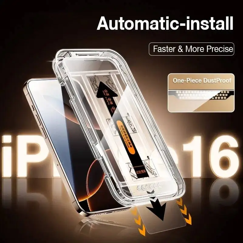 

HD Clear Full Screen Protector For Iphone 16 15 14 13 12 17 Pro Max Plus 17Air Shatterproof Tempered Glass Dust Proof Protection
