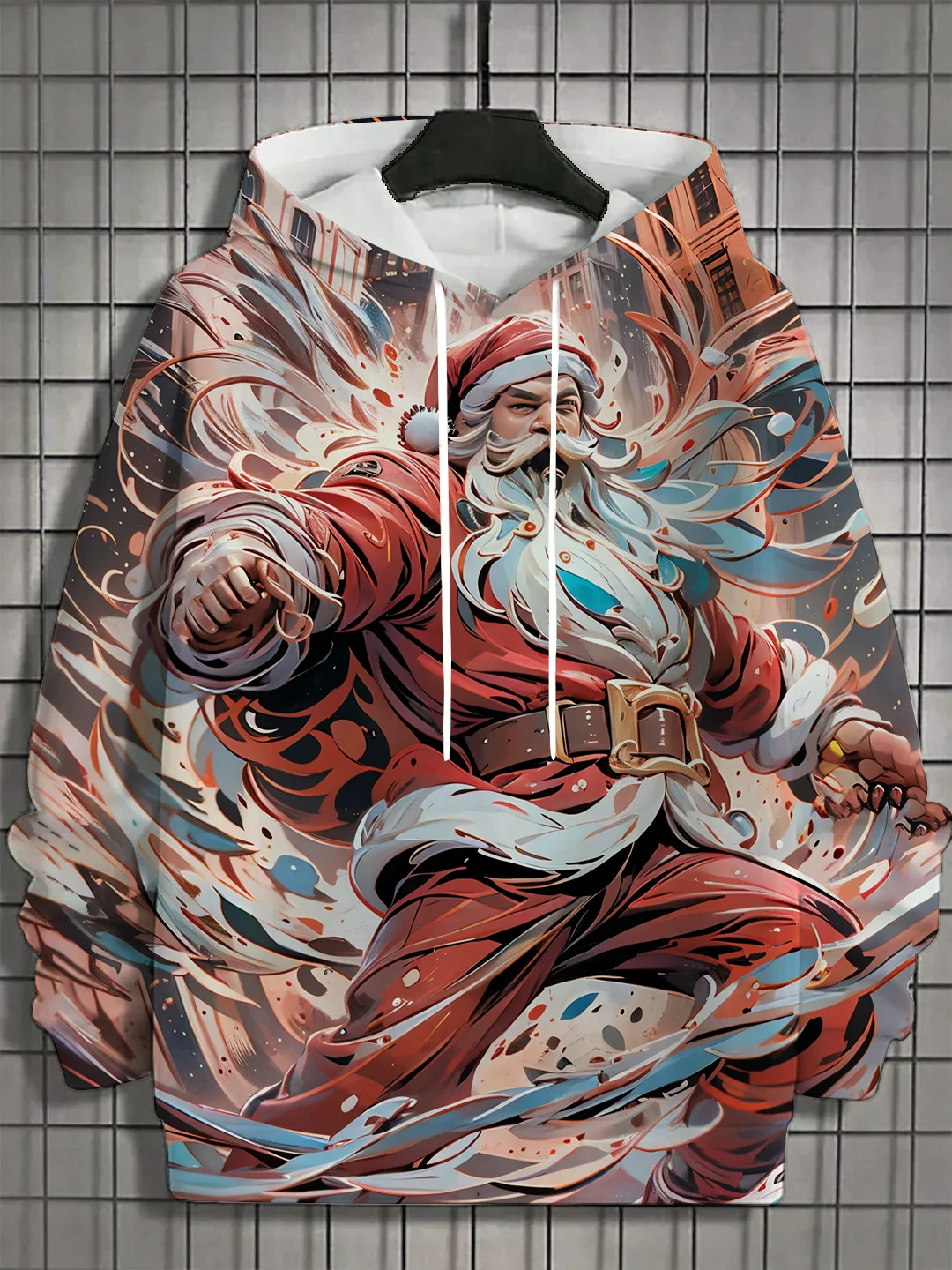 Men's Hooded Hoodies 3D Prints Merry Christmas Theme Graphic Sweatshirt Drawstring Long Sleeved Streetwear Tops Men's Clothing