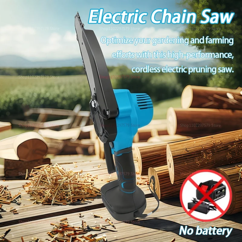 6inch Cordless Brushless Electric Chainsaw Battery Powered Tree Limb Log Cutting Tool for Garden Yard Woodworking 21V battery