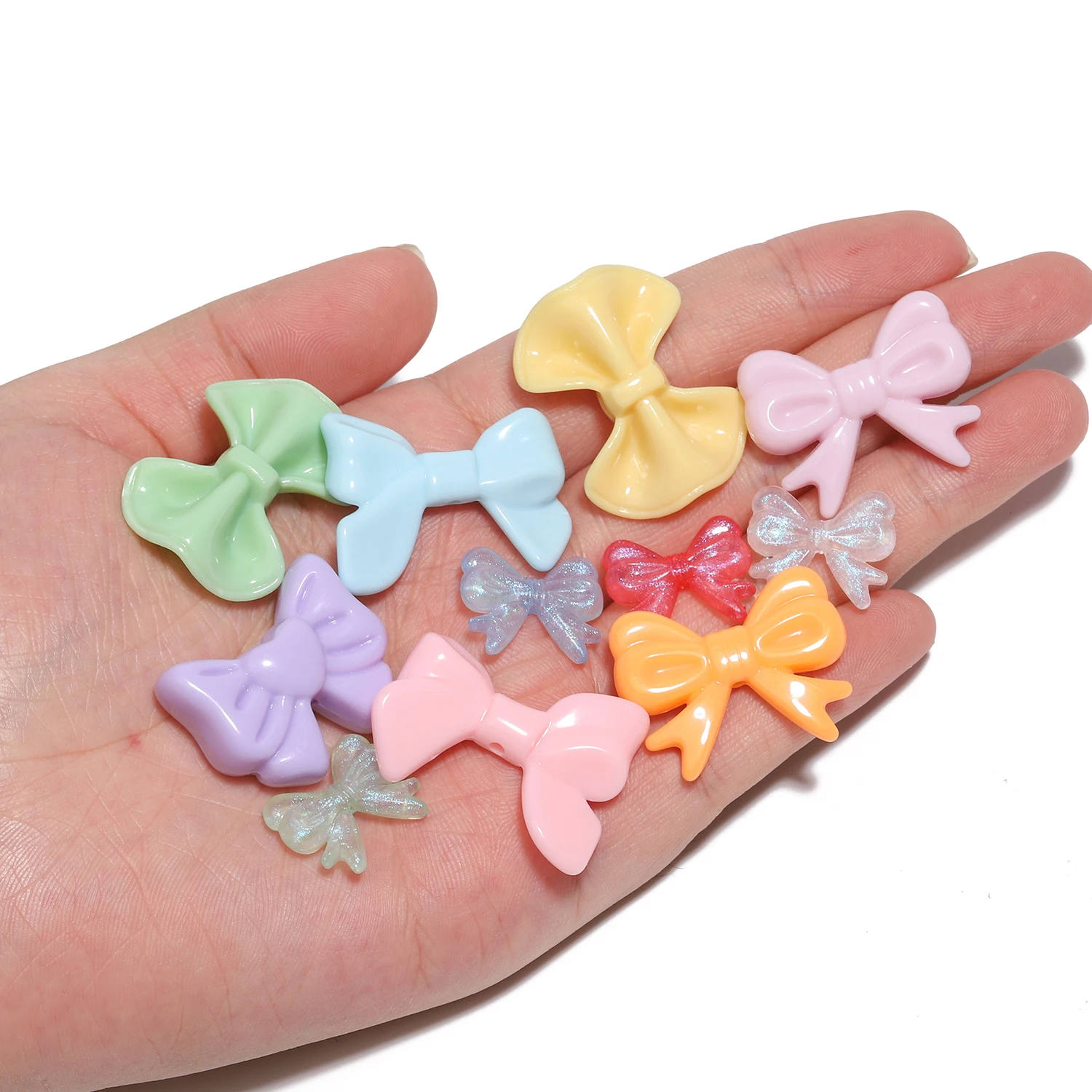 Candy Color Acrylic Bowknot Beads Cute Bow Tie Spacer Charms For Bracelet Handcraft Necklace Findings DIY Jewelry Accessories