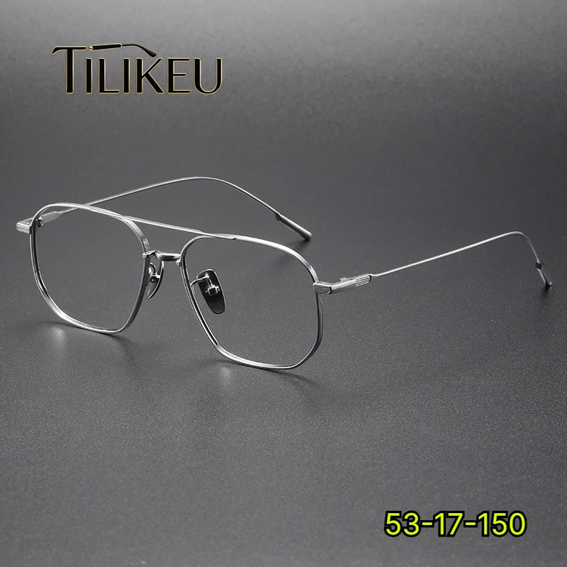 Vintage Pure Titanium Glasses Frames Men Ultra Light Double Bridge Aviator Eyeglasses Frames Large Faces SAILOR Designer Eyewear