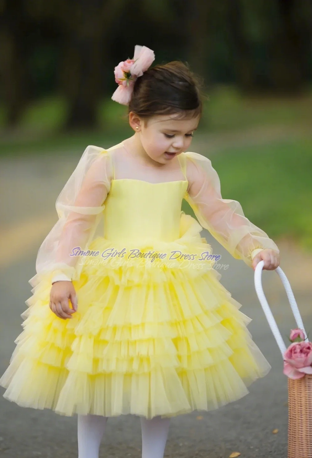 Vestido suave y elegante con estampado de flores en 3D para niñas, vestido elegante con lazo de temperamento para celebraciones, fiestas, sesiones fotográficas, vacaciones