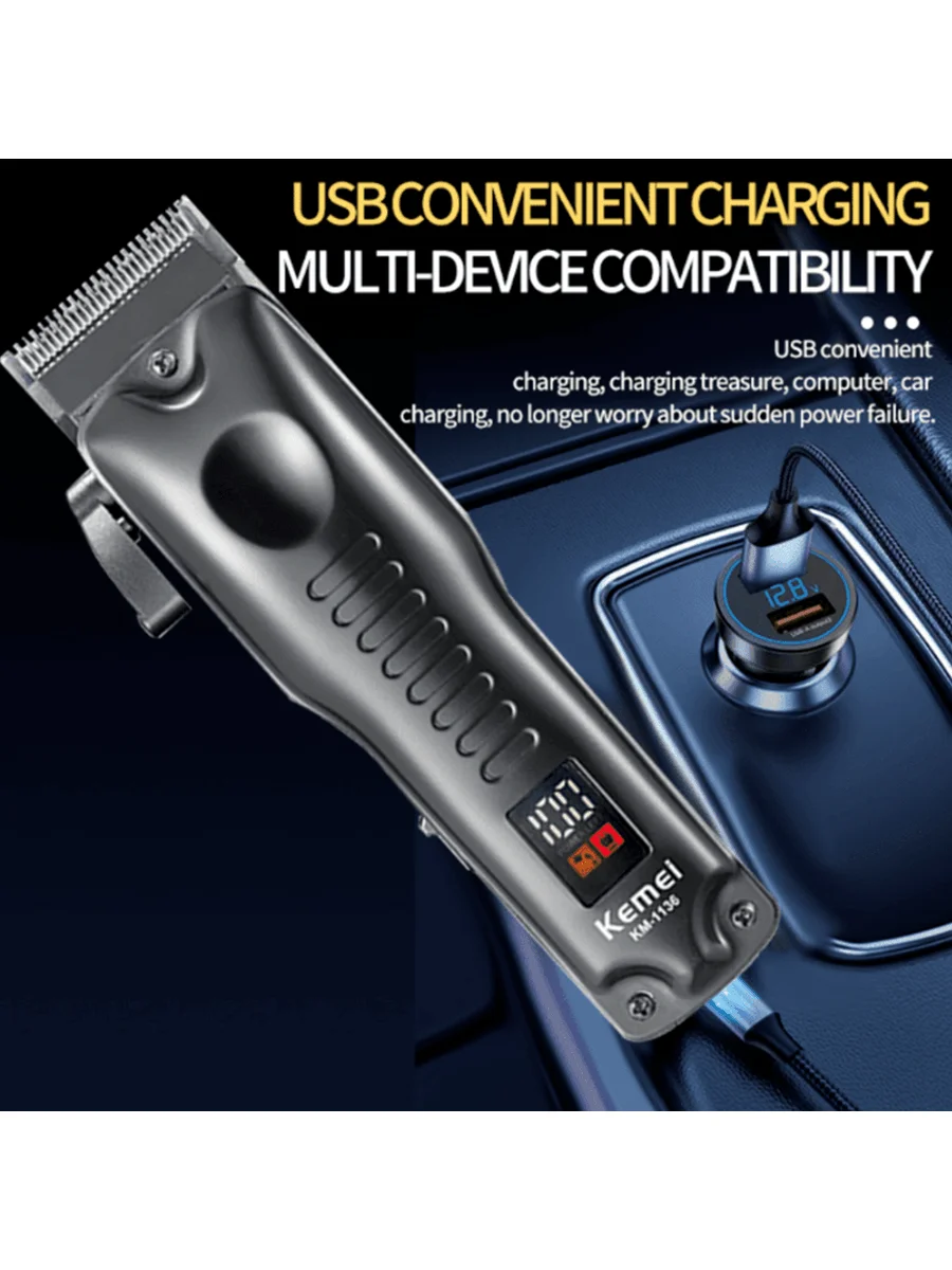 KEMEI Rechargeable Man Hair Clippers Hairdresser Vintage Km-1136 Professional Shaver Trimmer Made In China