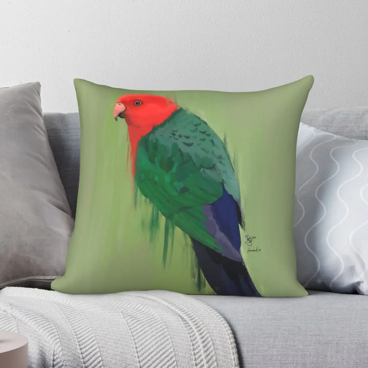 Australian King Parrots Square Pillowcase Polyester Linen Velvet Creative Zip Decor Home Cushion Cover 45x45