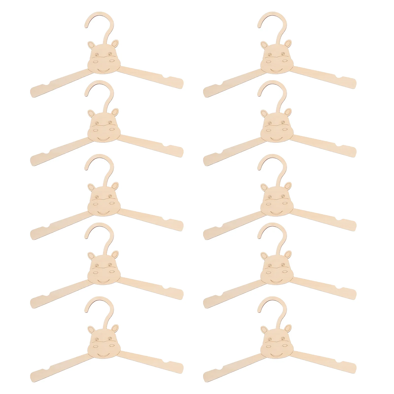 10Pcs Wooden Baby Clothes Hangers Hippo Shaped Nursery Organizers Newborn Closet Kids Coat Holders Decorative Animal Wooden