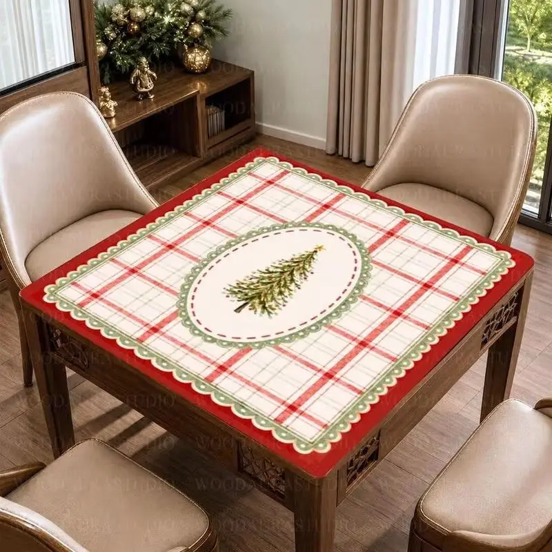 VIKAMA Dark Green Nutcracker Mahjong Table Mat Absorbent Non Slip Party Table Protector Country House Floor Mat Home Decor