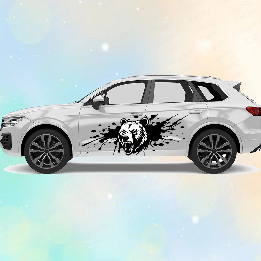 Angry Bear Splash Large Car Stickers and Decals Car Body Stickers Car-Side Decals Waterproof Car Vinyl Stickers for Truck SUV