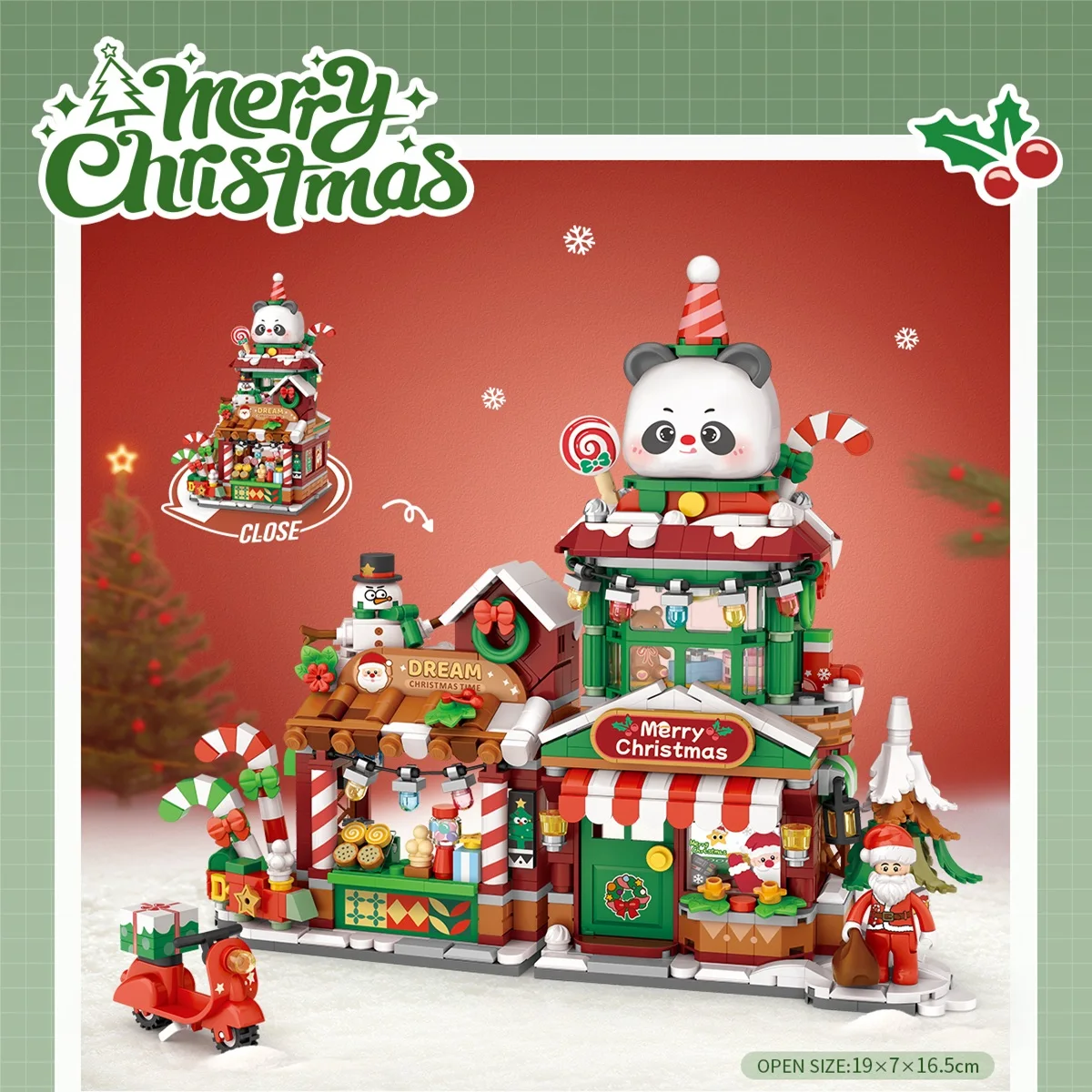 LOZ Christmas Panda Art House DIY Building Blocks, Children's Creative Model Assembly Toys, Holiday Gifts, Home Decor