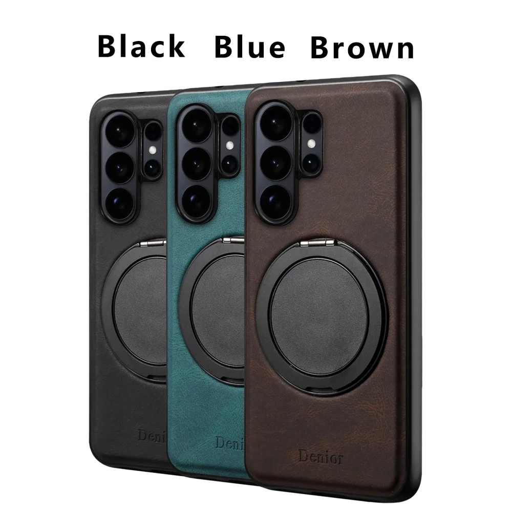 

Магнитный кожаный чехол-бампер для Samsung Galaxy S26 S25 Ultra S24 Plus S23 FE с защитой от падений и амортизацией