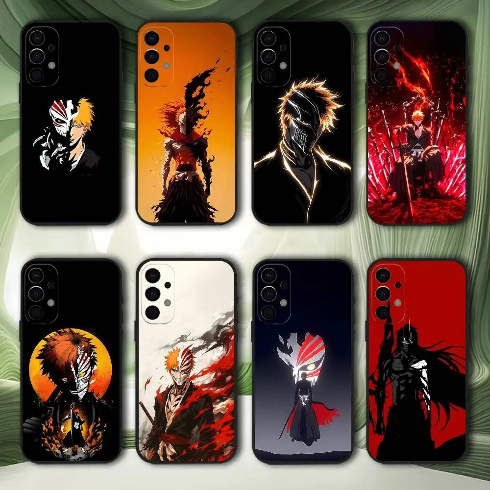 حافظة هاتف B-Bleach I-Ichigo Kurosaki لهاتف سامسونج S25، S24، S21، S22، S23، S30، Ultra، S20، Plus، Fe، Lite، 5G غطاء أسود