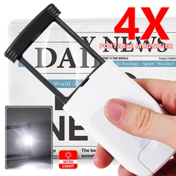 Pocket Magnifier 4X Reading Magnifying Glass With LED Light Acrylic Optical Loupe Magnifier For Reading Jeweler identification