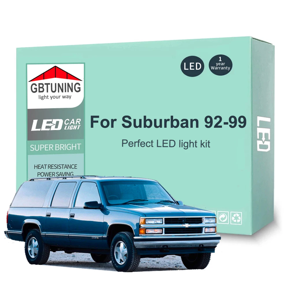 14 sztuk żarówek wewnętrznych LED Canbus do Chevroleta Chevy Suburban 1992 1993 1994 1995 1996 1997 1998 1999 Akcesoria samochodowe