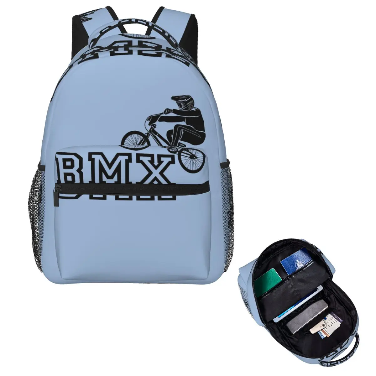 BMX Bicycle Rider Mountain Bike Student Backpack School Bag Hiking Travel Daypack for Boys Girls Fashion Bookbag Shoulder Bags