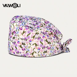 Flower print gorros medicos dibujos animados scrub cap gorros quirófano mujer medical accessories COTTON scrub hat women