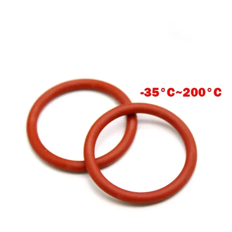 VMQ Red Silicone Food Grade Sealing Ring O-ring Waterproof & Insulated Gasket Thickness 1/1.5/2/2.4mm OD 4/5/6~90mm