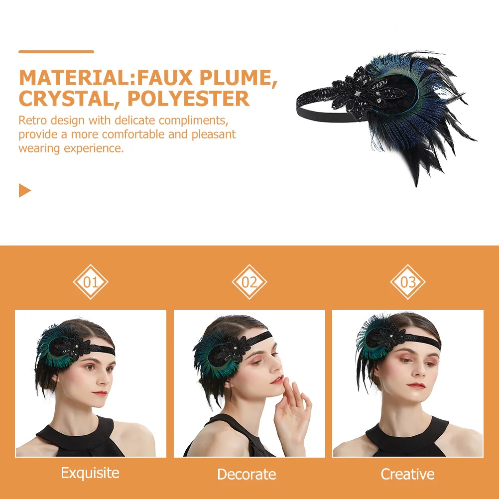 

Fancy Headband for Women Flapper 1920S Inspired Retro Elegance Faux Hair Accessory Wedding Prom Event Party Dance