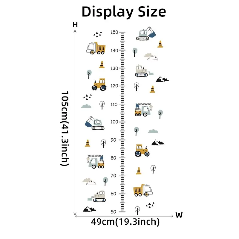 1PC Cartoon Car Height Measurement Wall Stickers for Waterproof Removable PVC Kids Room Kindergarten Home Decoration