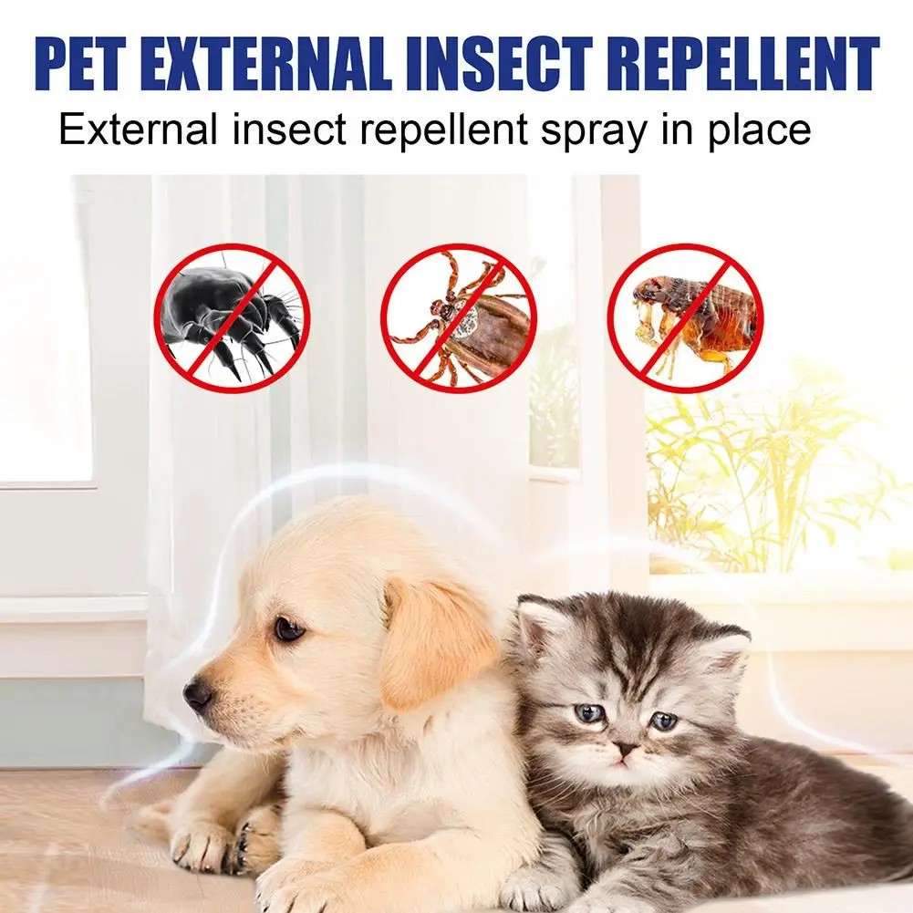 60ml Pet Pest Spray Pet Dog Anti-flea Mites Ticks Drops Treatment Pest Flea Kitten Treatment Puppy Spray Kitten Puppy R0o8