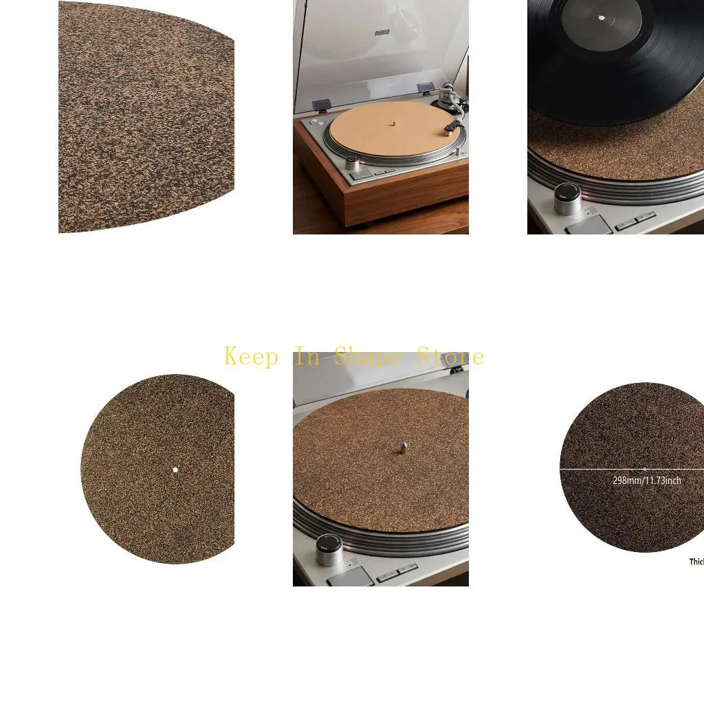 U1JC 12in Cork Turntable Platter Mat Vibration Reduction Static Resistant Vinyls Record Pad for Record Players Access