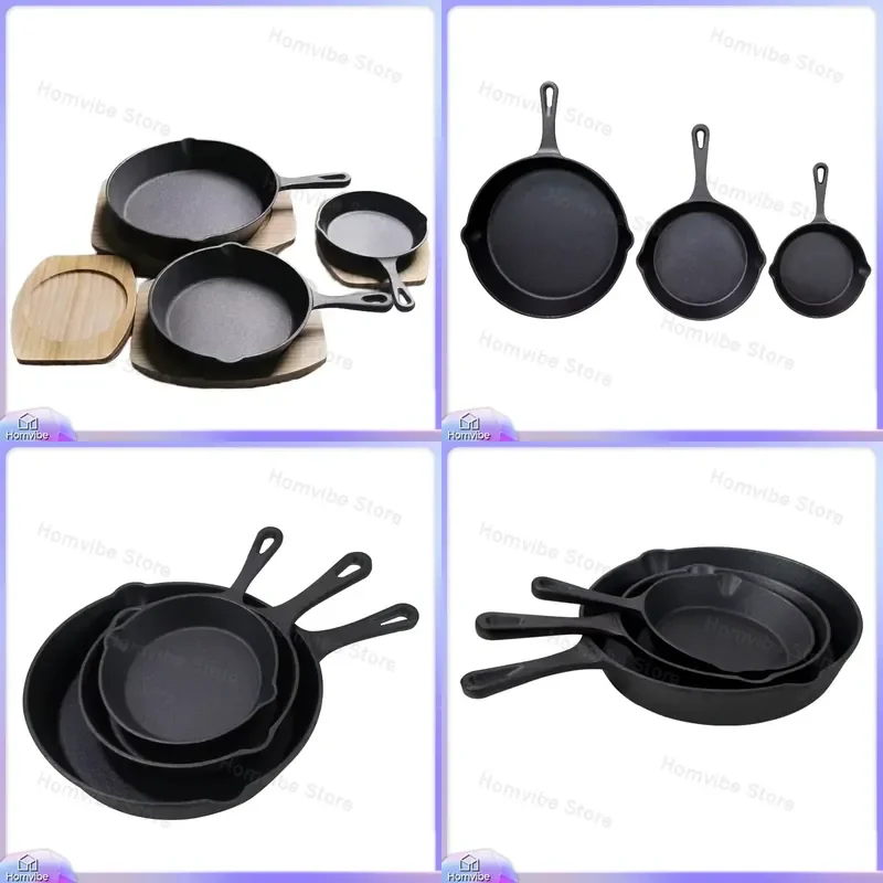 Pre-Seasoned Cast Iron Frying Pan 6 Inch 8 Inch 10 Inch Heavy Duty Kitchen Cookware Skillet for Stovetop Oven Induction Gas