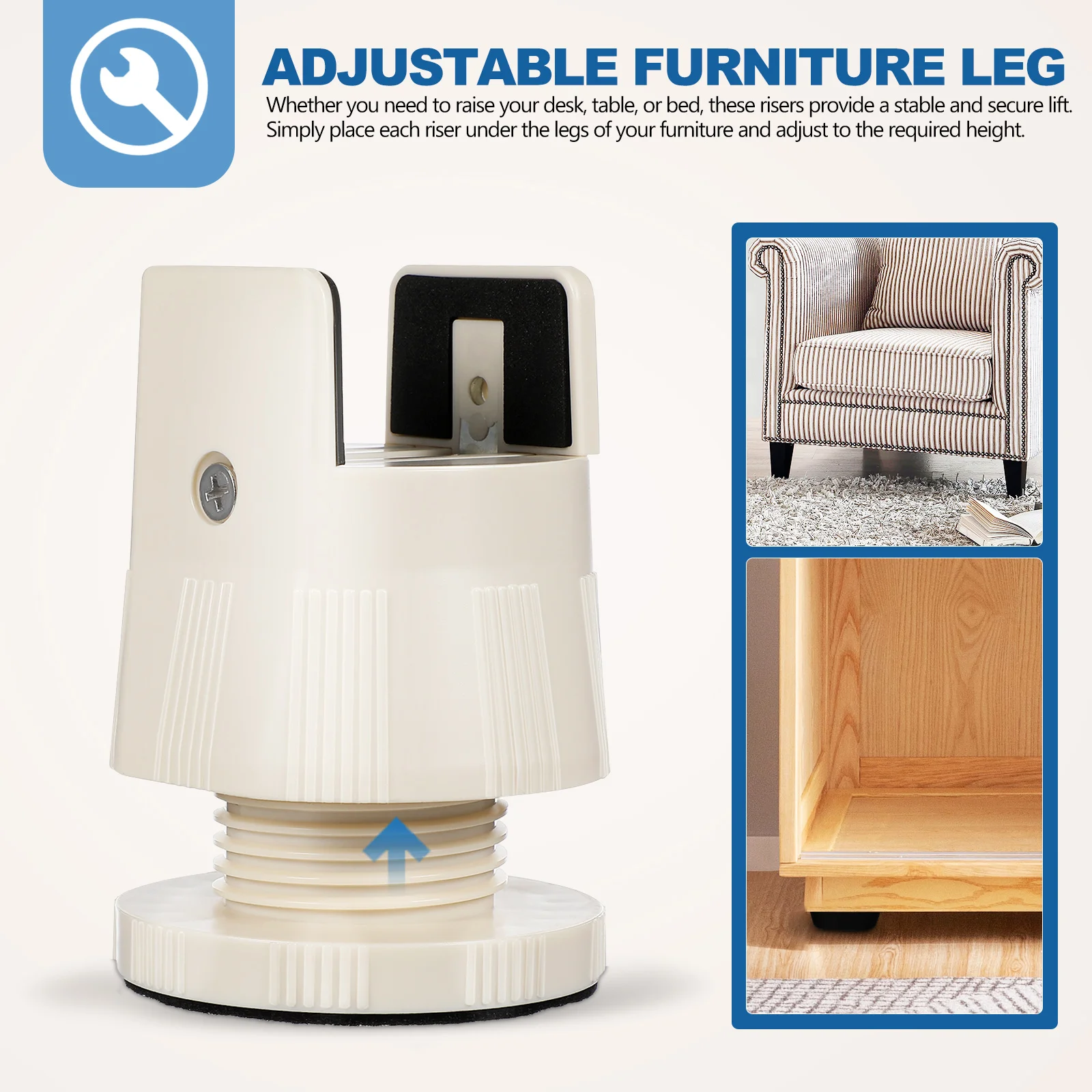 4 pçs sofás levantando pernas de mesa risers móveis elevador maior extensores de cama branco