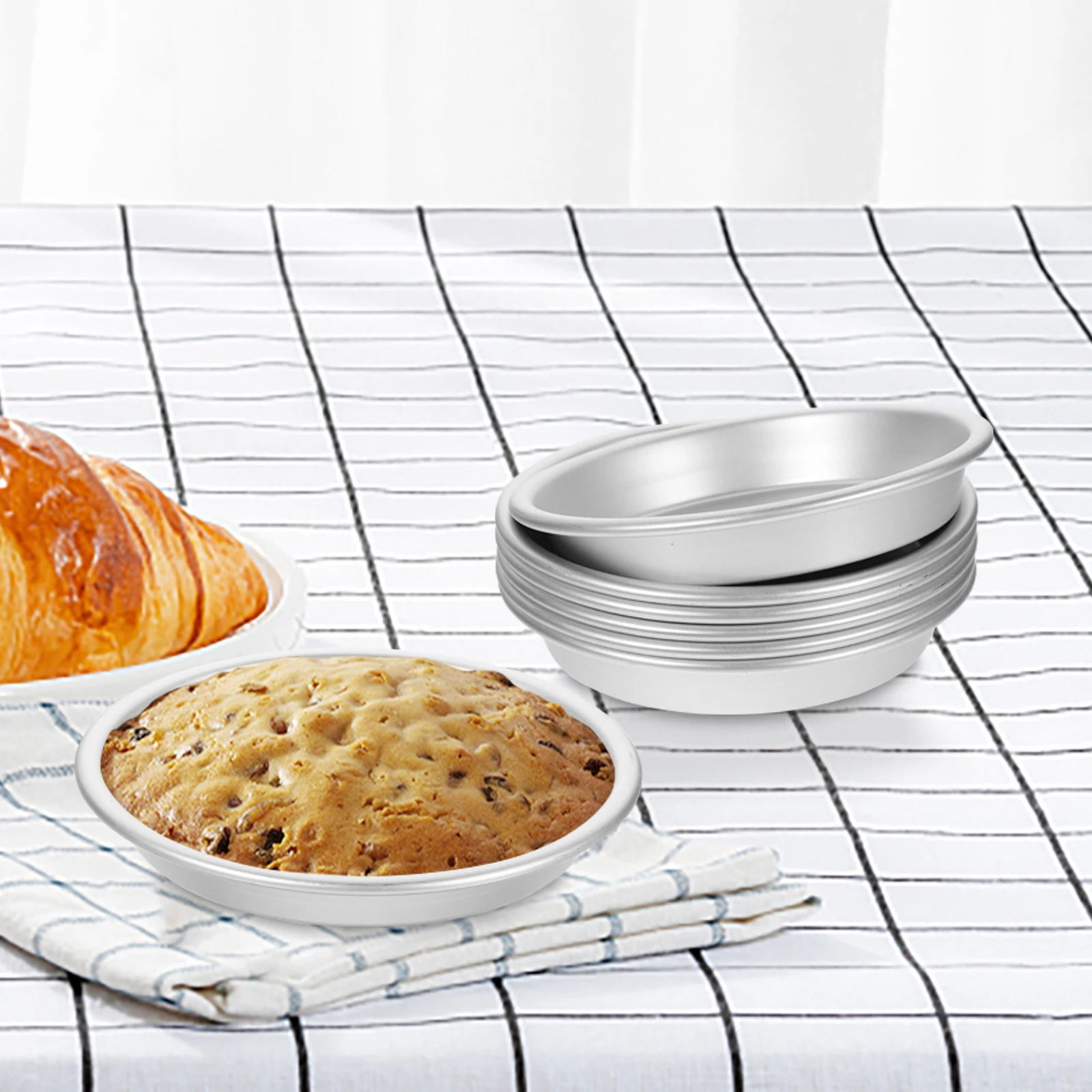 

6pcs Aluminum Alloy Cake Tin Baking Mold Pudding Muffin Pan Set For Home Bakery Commercial Use Smooth Easy Clean Cake