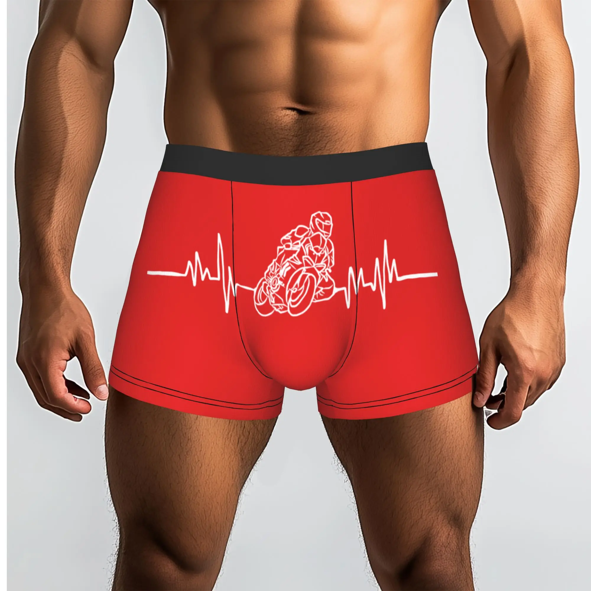 Custom Racer Heartbeat Underwear Male Printed Motorcycle Biker Boxer Briefs Shorts Panties Soft Underpants