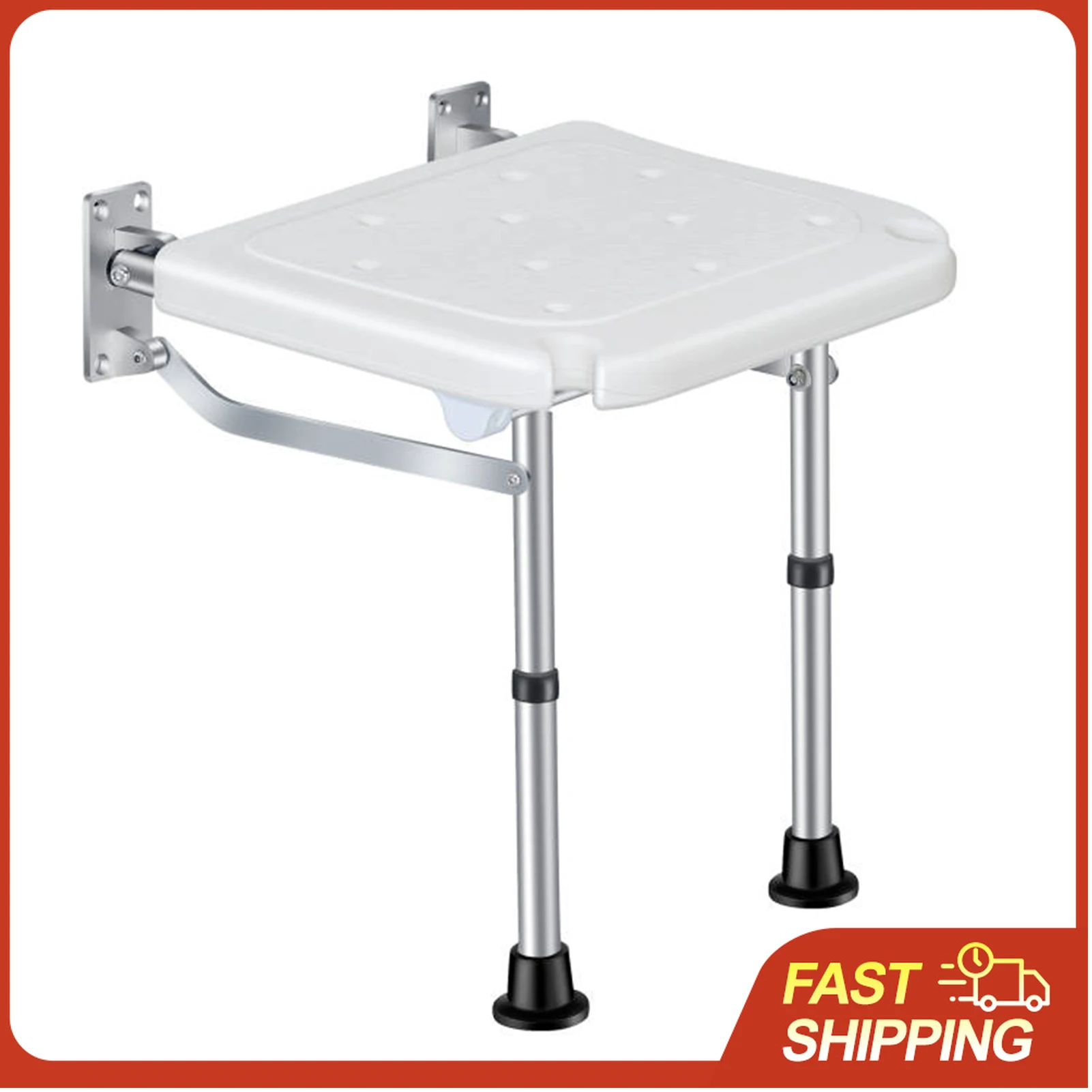 

Складное настенное сиденье для душа, откидное, с креплением на винтах, стул для ванной комнаты с нескользящими ножками и дренажными отверстиями, для душевой системы