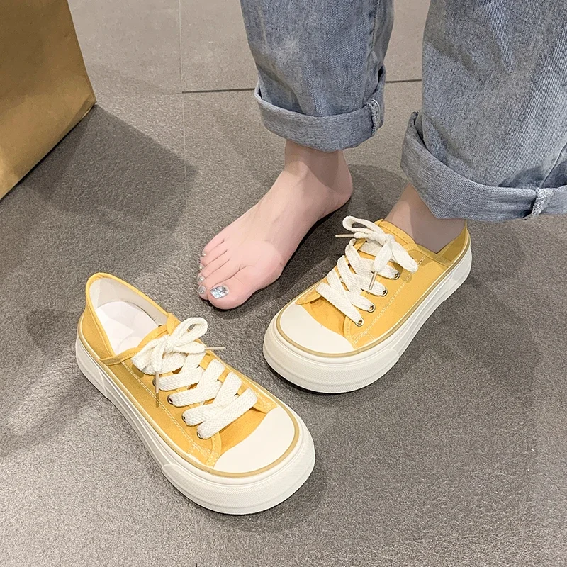 Damen Freizeitschuhe Frühling Neue Modische Koreanische Art Weiche Sohle Rutschfest Vielseitig Täglich Einfache Niedrige Canvas-Schuhe – Detail 5