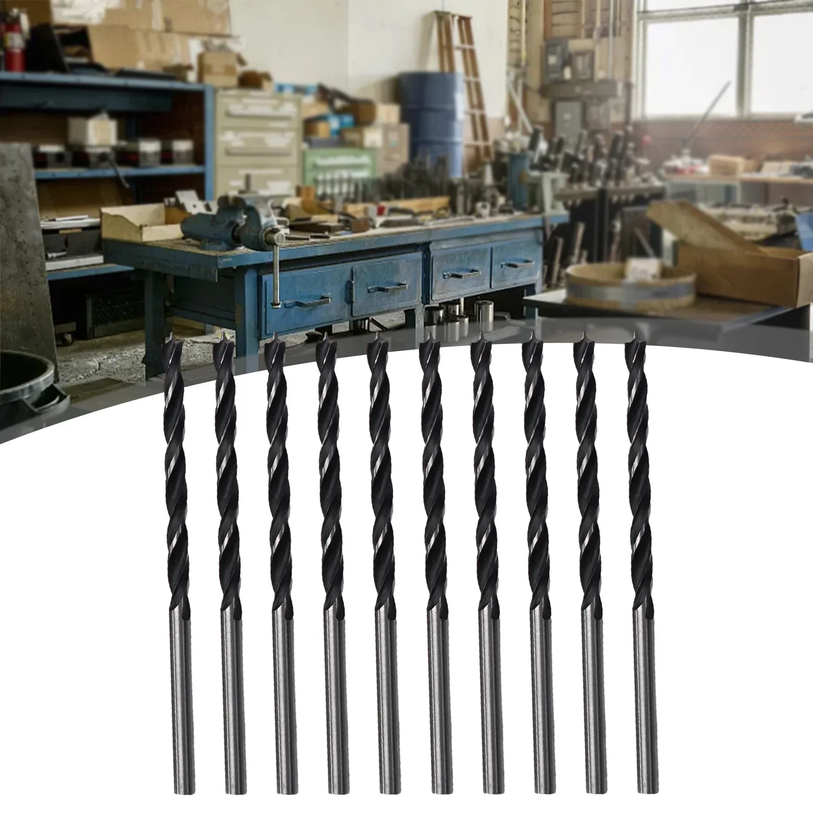 10 pezzi punta da trapano a spirale per la lavorazione del legno s Kit 3mm Dia punte per legno in acciaio ad alto tenore di carbonio con punte per trapano in legno a punta centrale