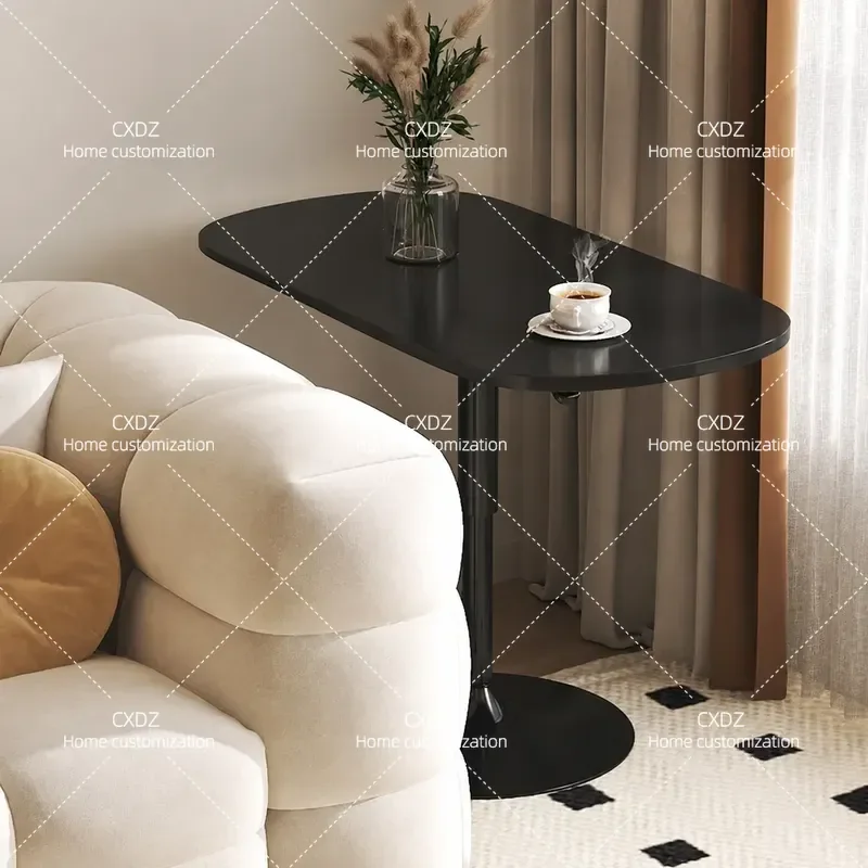 Movable rotating simple light luxury living room rock slab edge table creative coffee table can be lifted small table in