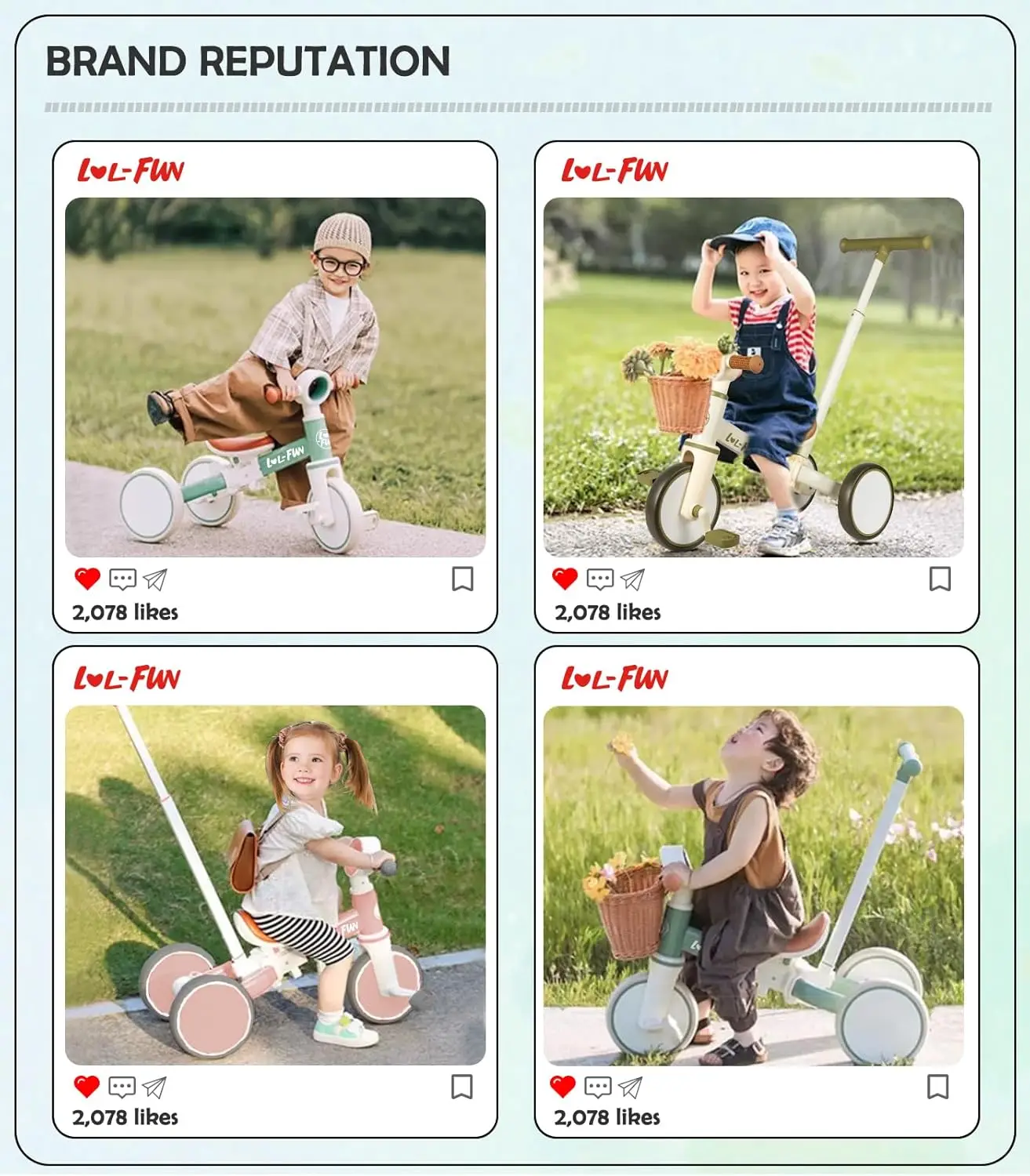 Tricycle for Toddlers 1-3 Baby Balance Bike 1 2 Year Old Boys Girls Ride on Toy with Parent Steering Push Handle & Removable Ped